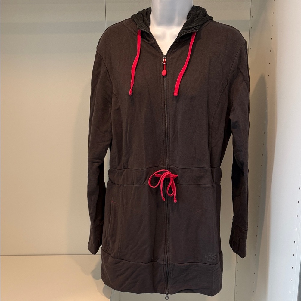 Dark gray Hooded Jacket with Pink Accents